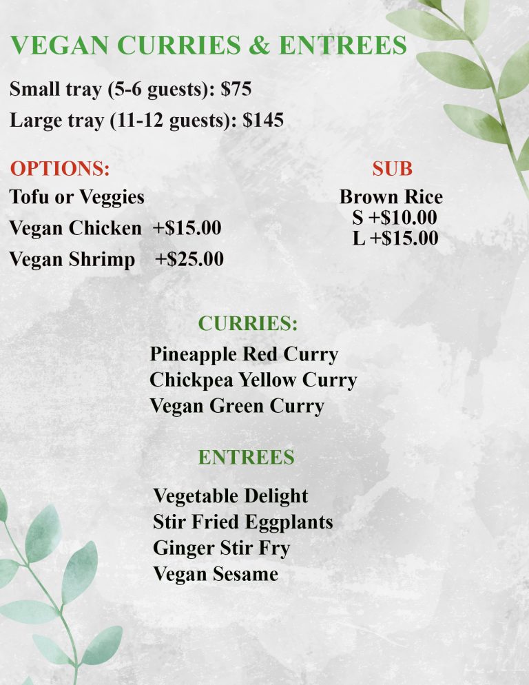 Vegan curries & entrees catering